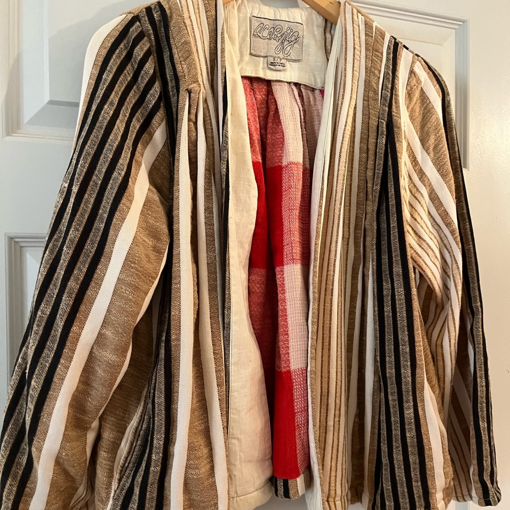 Ace & Jig Striped Jacket in Black, Brown, and Cream